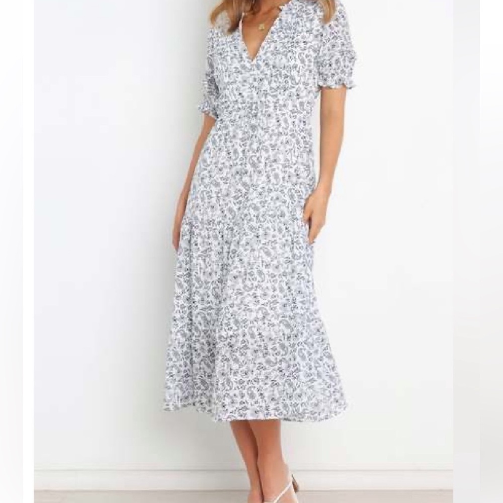 Petal & Pup White Floral Midi Dress